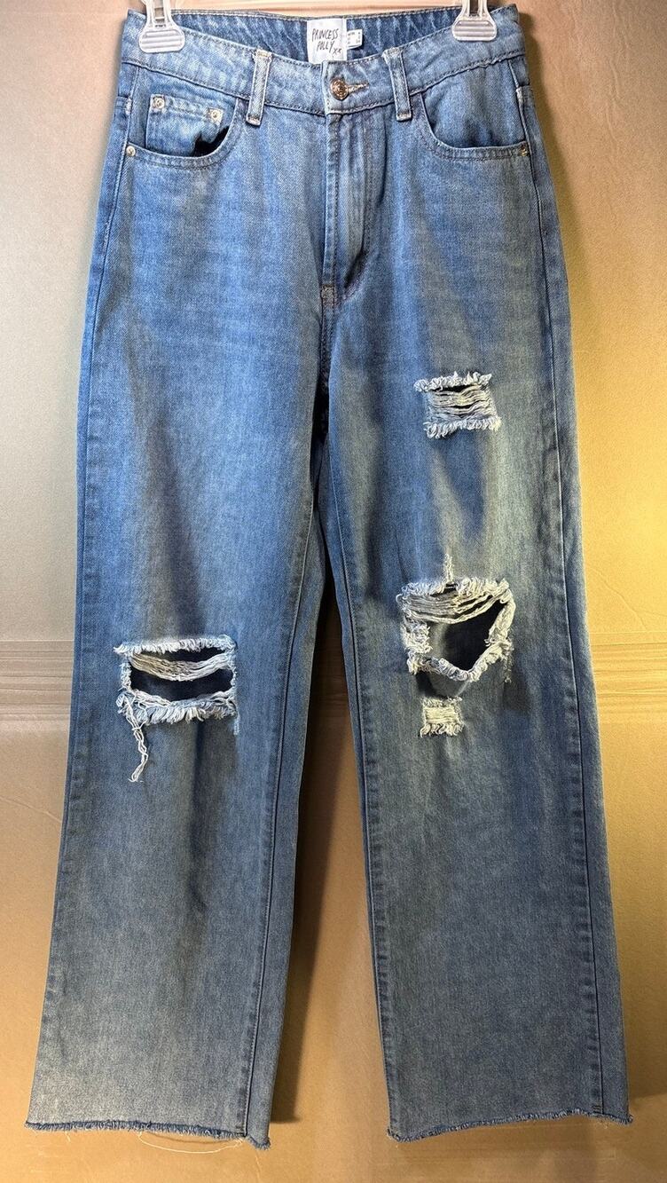 Princess Polly Distressed Wide Leg High Rise Jean Size 2